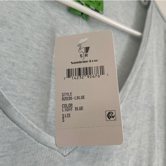 NWT Free People Sandrine Rose V-Neck T-Shirt – Light Blue/Gray – Women’s Small - Picture 3 of 6